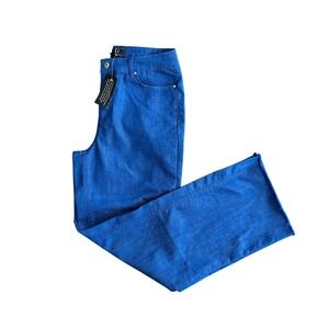 G by Giuliana Women Cobalt Blue Wide Leg Raw Hem Stretch Denim Jeans Y2K Size 10